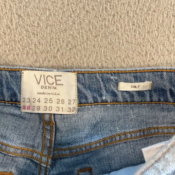 Vice Deconstructed Jeans Womens 28 Raw Hem Blue Denim Distressed - Picture 5 of 11